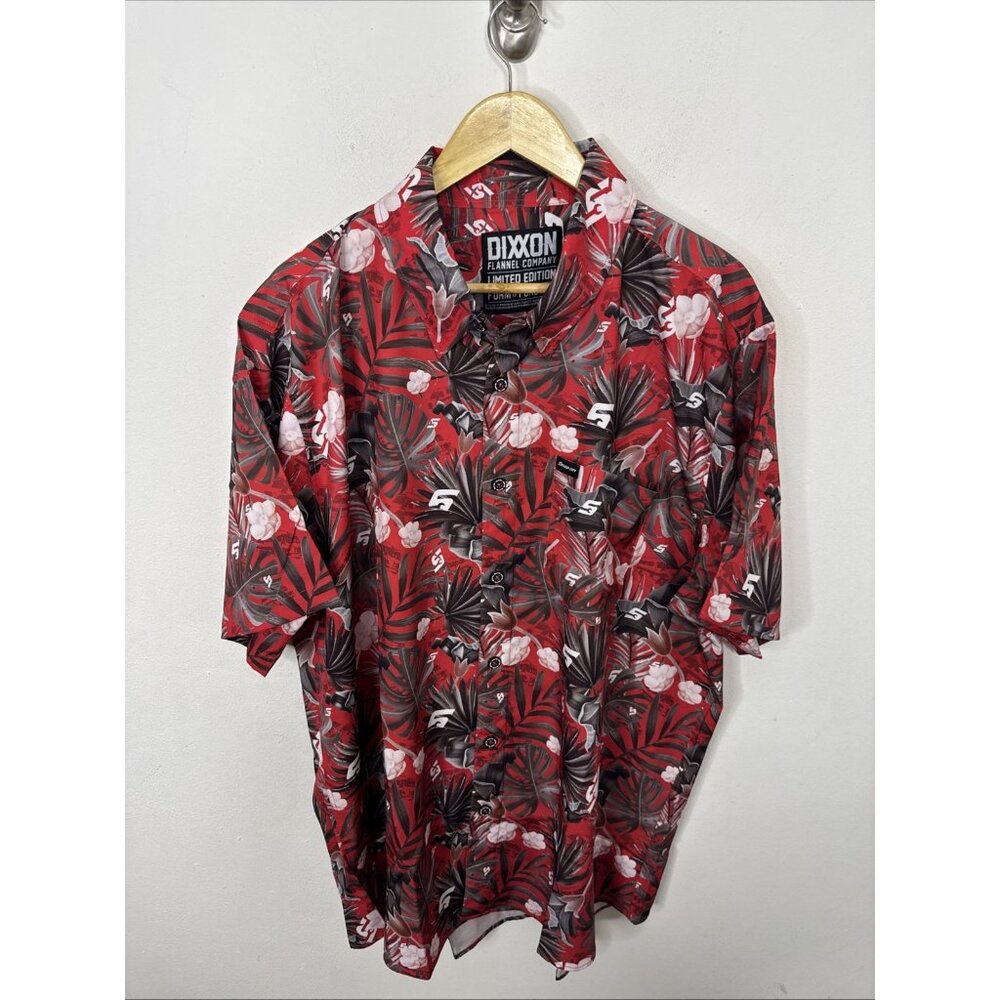 DIXXON Men’s 2XL Limited Edition Red Snap-On Floral Hawaiian Button Shirt